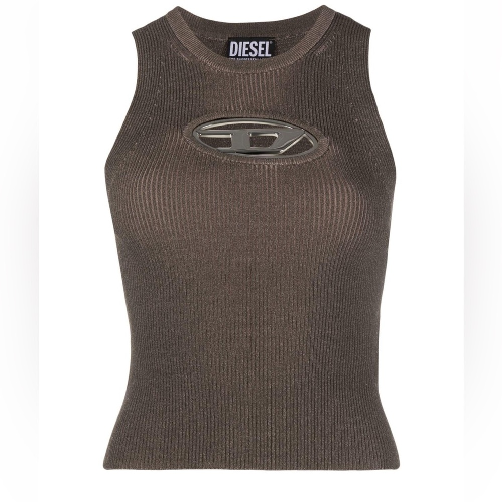 Diesel Onerva Logo Plaque Tank Top | Khaki Brown | Size M